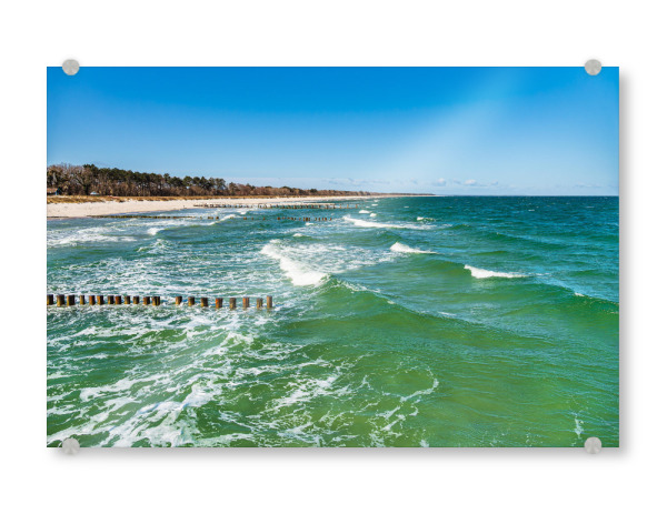 Acrylglasbild "Wellen und Buhnen in Zingst" artboxONE - Natur,Reise,Reise / Strand und Meer
