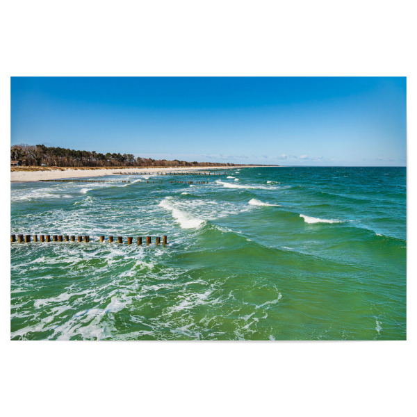 Poster "Wellen und Buhnen in Zingst" artboxONE - Natur,Reise,Reise / Strand und Meer
