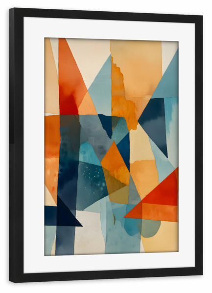 Poster mit Rahmen schwarz "Abstract Angles of Blue and Orange" artboxONE - Abstrakt,Geometrie