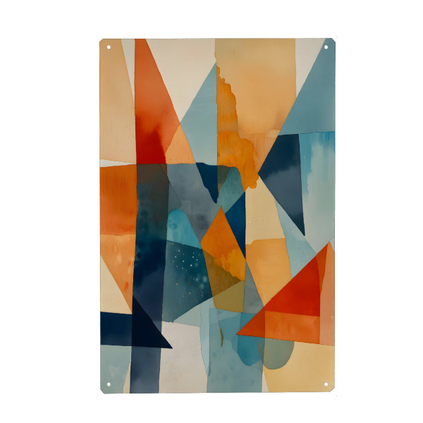 Metall Poster "Abstract Angles of Blue and Orange" artboxONE - Abstrakt,Geometrie