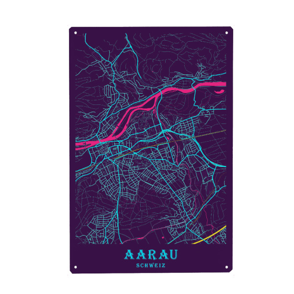 Holzbild "Stadt Map Aarau" artboxONE - Städte / Weitere,Kartografie