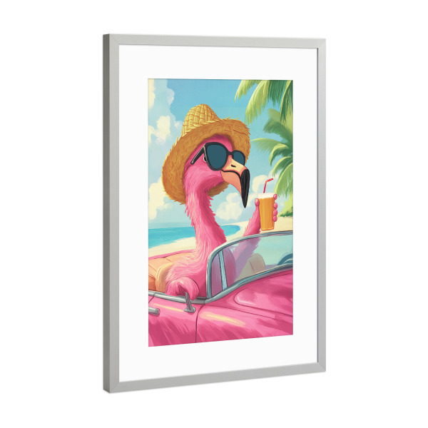Poster mit Rahmen Silber "Funny Flamingo" artboxONE - Tiere,Reise / Strand und Meer,Automobile,Lustig