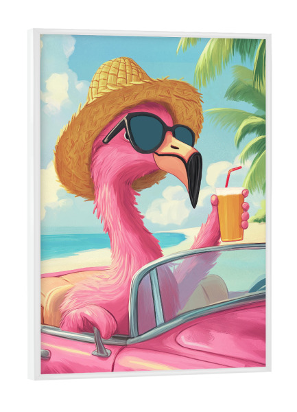 Poster mit weißem Rahmen "Funny Flamingo" artboxONE - Tiere,Reise / Strand und Meer,Automobile,Lustig