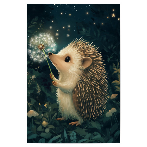 Poster 30x20 cm "Träumender Igel im Lichterwald" artboxONE - Natur,Tiere