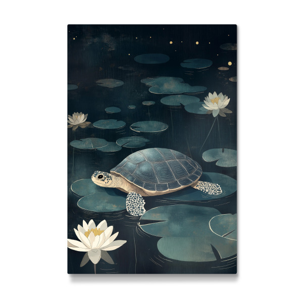 Galerie-Print "Ruhige Schildkröte auf Seerosen" 75x50 cm artboxONE