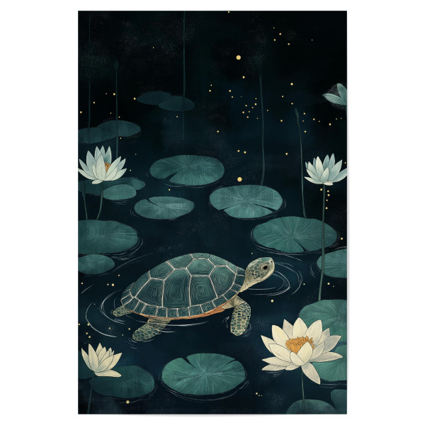 Poster "Schildkröte im nächtlichen Teich" artboxONE - Natur,Tiere