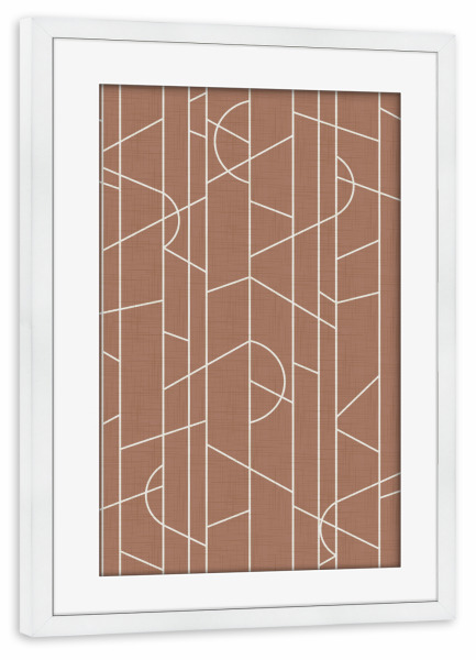 Poster mit Rahmen weiß "Elegant Lines Mocha Mousse" artboxONE - Abstrakt,Geometrie - Mokka,Mokka-mousse,Linien,Dekor,Textur,Minimal