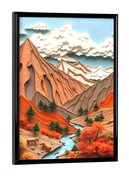 Poster mit schwarzem Rahmen "Assemblage 03 Orange Mountains" artboxONE - Natur