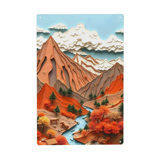 Metall Poster "Assemblage 03 Orange Mountains" artboxONE - Natur