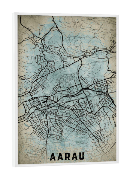 Poster mit weißem Rahmen "Retro Aarau City" artboxONE - Städte / Weitere,Kartografie