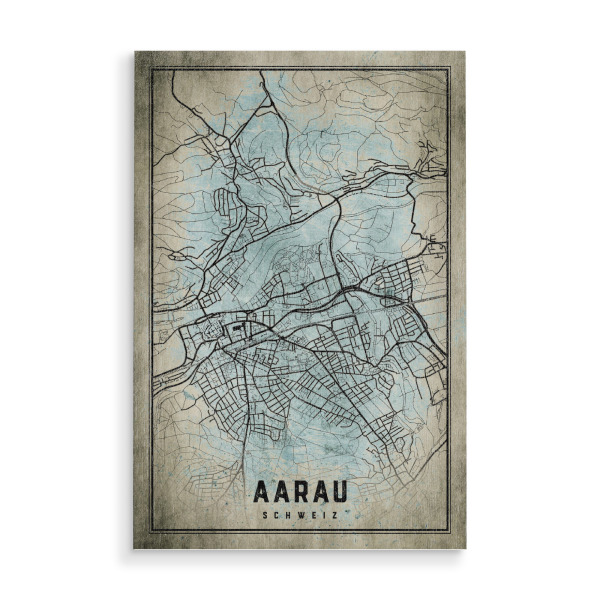 Holzbild "Retro Aarau City" artboxONE - Städte / Weitere,Kartografie