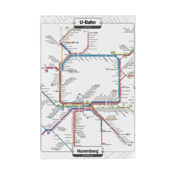 Metall Poster "U-Bahn - Nürnberg" artboxONE - Städte,Architektur,Kartografie