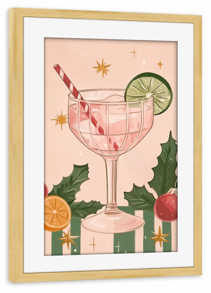 Poster mit Rahmen kiefer "Cocktailgetränk mit Limette" artboxONE - Essen & Trinken,Weihnachten,Essen & Trinken / Alkohol,Festivals
