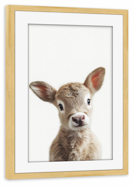 Poster mit Rahmen kiefer "Milo niedliches Kalb-Baby" artboxONE - Für Kinder,Tiere,Lustig