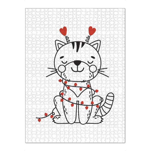 Puzzle Ravensburger "Liebeslinie Katzentierillustration" artboxONE - Tiere,Liebe