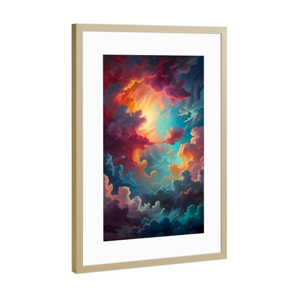 Poster mit Rahmen Gold "Aurora in den Wolken" artboxONE - Abstrakt