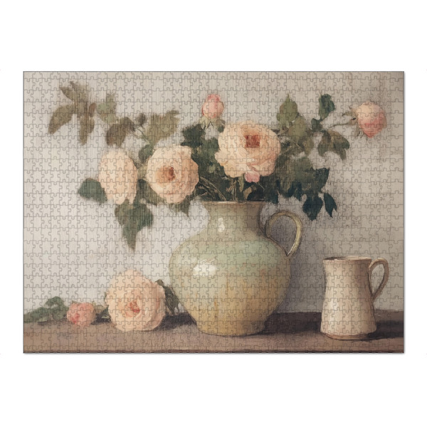 Puzzle Ravensburger "Vintage flower vase" artboxONE - Natur,Floral - Rose,Rosen,Rosa rose,Rosa rosen,Vintage-blumenvase - Bild rose