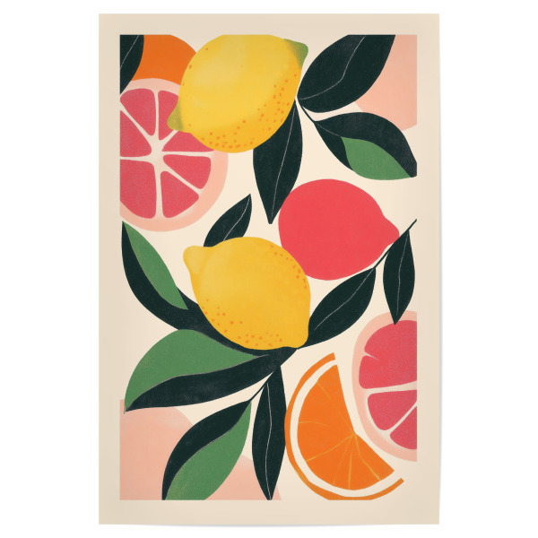Poster 30x20 cm "Lebendige Zitrusfrüchte" artboxONE - Essen & Trinken,Abstrakt,Geometrie,Essen & Trinken / Obst & Gemüse