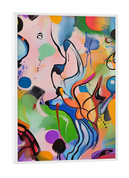 Poster mit weißem Rahmen "Lebendige Farbflecken Malerei" artboxONE - Abstrakt,Geometrie