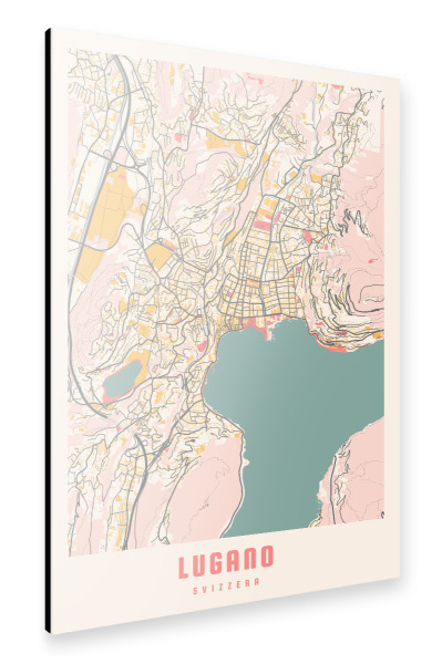 Alu-Dibond "Lugano Map Plan" 75x50 cm artboxONE