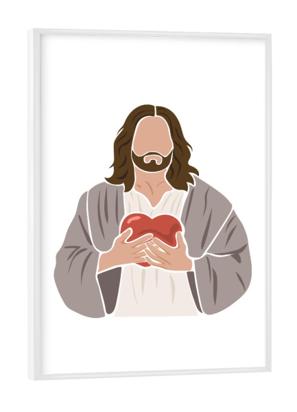 Poster mit weißem Rahmen "Jesus-Porträt, Jesus-Liebe" artboxONE - Menschen,Liebe