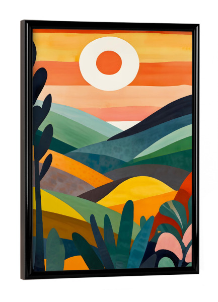 Poster mit schwarzem Rahmen "Sunrise Over Rolling Hills" artboxONE - Natur,Abstrakt