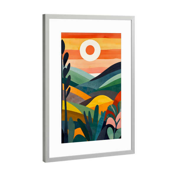 Poster mit Rahmen Silber "Sunrise Over Rolling Hills" artboxONE - Natur,Abstrakt
