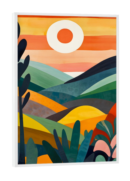 Poster mit weißem Rahmen "Sunrise Over Rolling Hills" artboxONE - Natur,Abstrakt