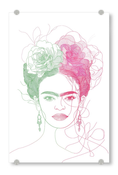 Acrylglasbild "Frida in grün und pink" artboxONE - Floral,Menschen