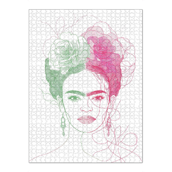 Puzzle Ravensburger "Frida in grün und pink" artboxONE - Floral,Menschen