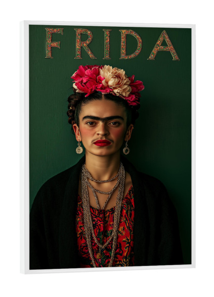 Poster mit weißem Rahmen "Frida Kahlo - Iconic Elegance" artboxONE - Floral,Menschen