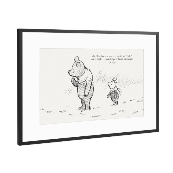 Poster mit Rahmen Schwarz (Metallic) "Freunde fürs Leben - Brummelbär" artboxONE - Natur,Für Kinder,Tiere