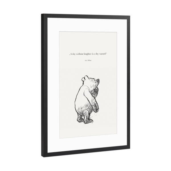 Poster mit Rahmen Schwarz (Metallic) "Brummel Bär" artboxONE - Typografie,Für Kinder,Tiere