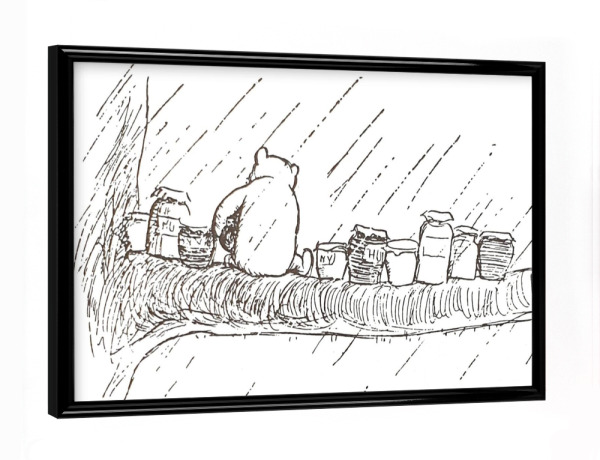 Poster mit schwarzem Rahmen "Brummelbär und der Honig" artboxONE - Natur,Für Kinder,Tiere