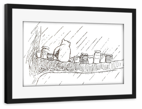 Poster mit Rahmen schwarz "Brummelbär und der Honig" artboxONE - Natur,Für Kinder,Tiere