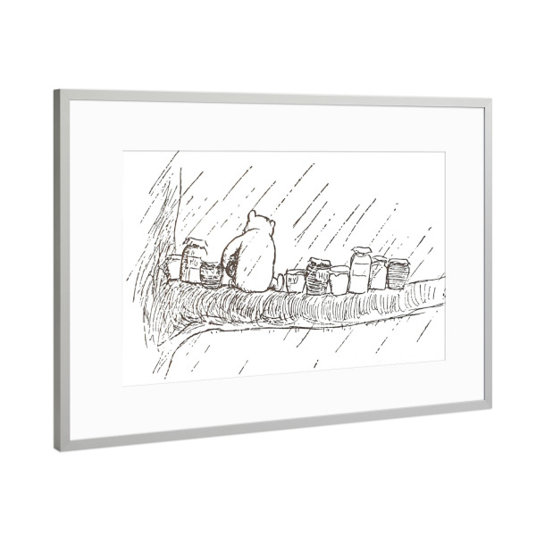 Poster mit Rahmen Silber "Brummelbär und der Honig" artboxONE - Natur,Für Kinder,Tiere