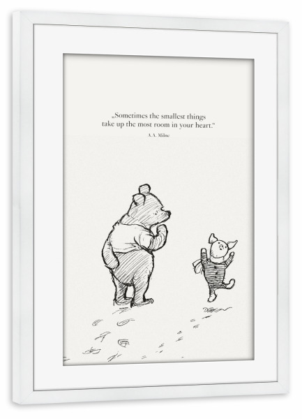 Poster mit Rahmen weiß "Freundschaft - Bär und Ferkel" artboxONE - Natur,Für Kinder,Tiere