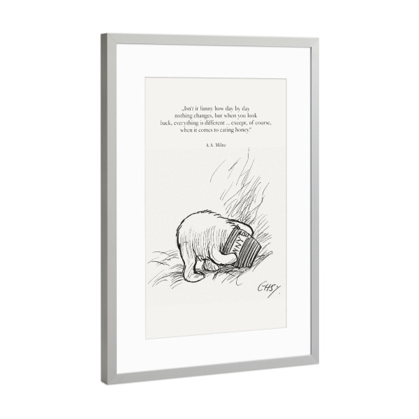 Poster mit Rahmen Silber "Everything changes except honey" artboxONE - Natur,Für Kinder,Tiere