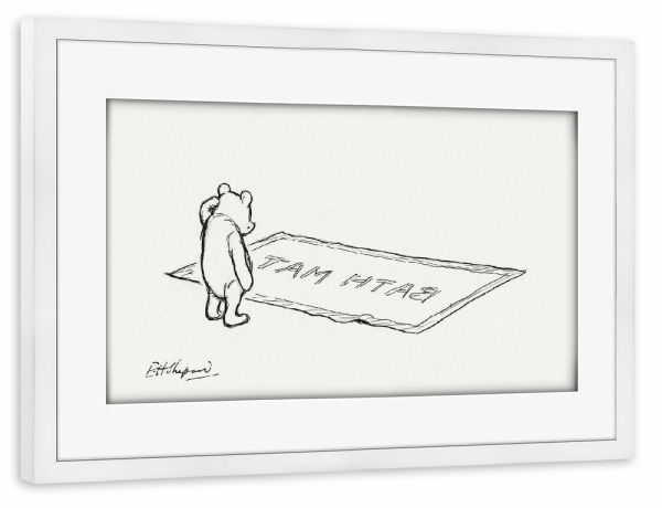 Poster mit Rahmen weiß "Brummelbär und die Badematte" artboxONE - Für Kinder,Tiere