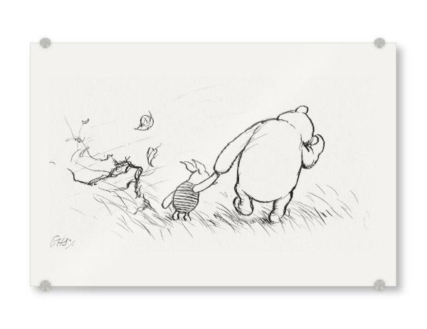 Acrylglasbild "Brummelbär und Ferkel im Sturm" artboxONE - Natur,Für Kinder,Tiere
