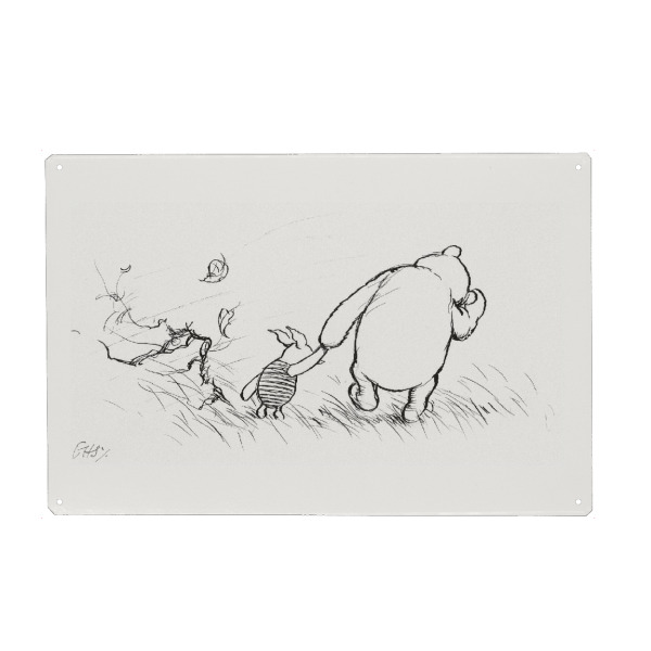 Holzbild "Brummelbär und Ferkel im Sturm" artboxONE - Natur,Für Kinder,Tiere
