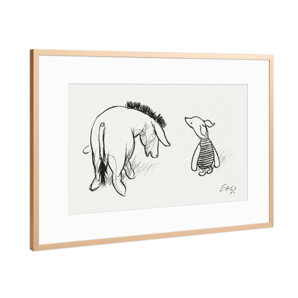 Poster mit Rahmen Kupfer "Ferkel und Esel" artboxONE - Natur,Tiere