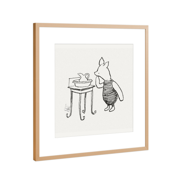 Poster mit Rahmen Kupfer "Ferkel nachdenklich" artboxONE - Für Kinder,Tiere