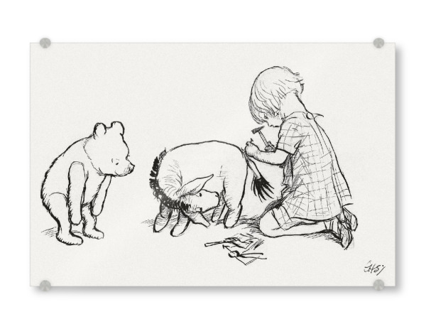 Acrylglasbild "Christopher repariert Esel" artboxONE - Natur,Für Kinder,Tiere,Menschen