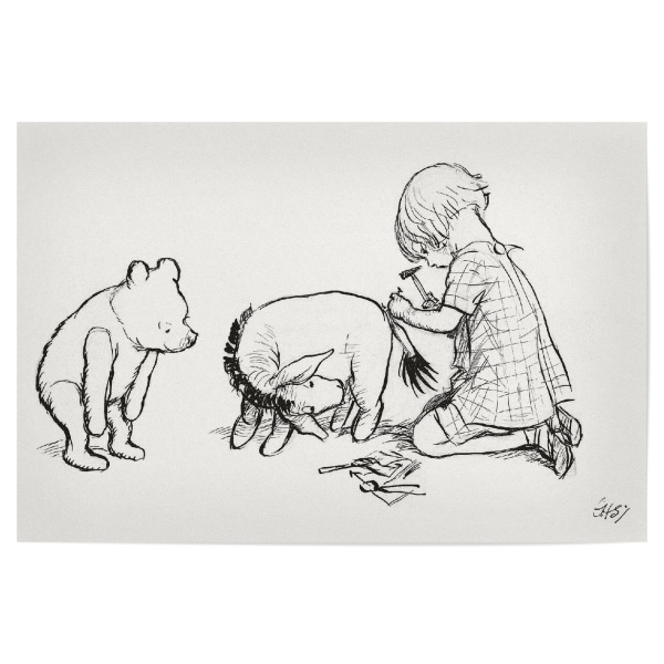 Poster 30x20 cm "Christopher repariert Esel" artboxONE - Natur,Für Kinder,Tiere,Menschen