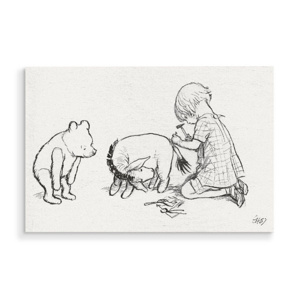 Holzbild "Christopher repariert Esel" artboxONE - Natur,Für Kinder,Tiere,Menschen