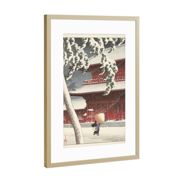 Poster mit Rahmen Gold "The temple Zojoji in Shiba" artboxONE - Natur,Reise