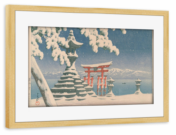 Poster mit Rahmen kiefer "Snow at Itsukushima" artboxONE - Natur,Reise,Städte / Tokio