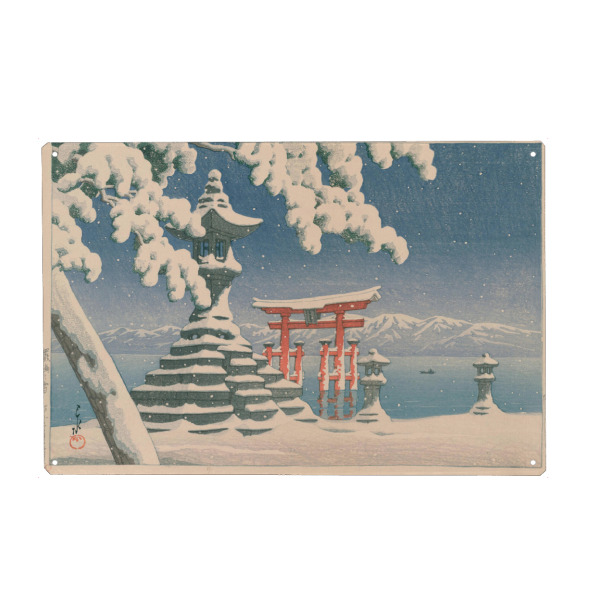 Metall Poster "Snow at Itsukushima" artboxONE - Natur,Reise,Städte / Tokio