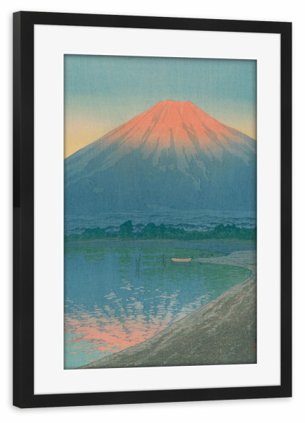 Poster mit Rahmen schwarz "Daybreak over Lake Yamanaka" artboxONE - Natur,Reise,Städte / Tokio